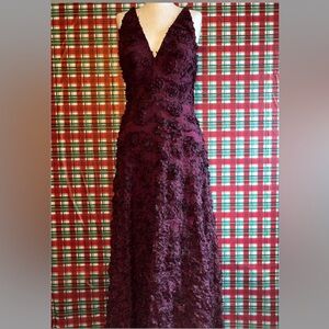 Xscape Deep Burgundy Floral Midi Dress